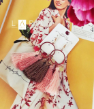 Náušnice so strapcami, hnedo-púdrové