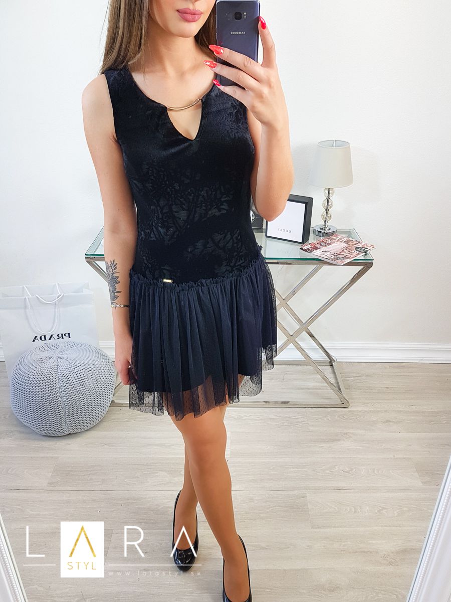 Šaty s tylovou sukňou, čierne 