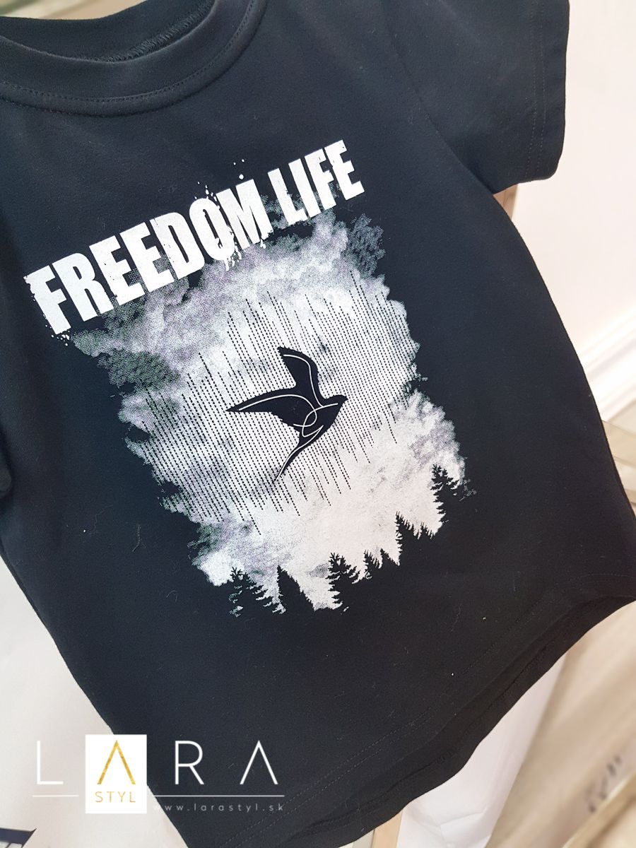 Tričko Freedom Life, čierne (104/110, 116/122)