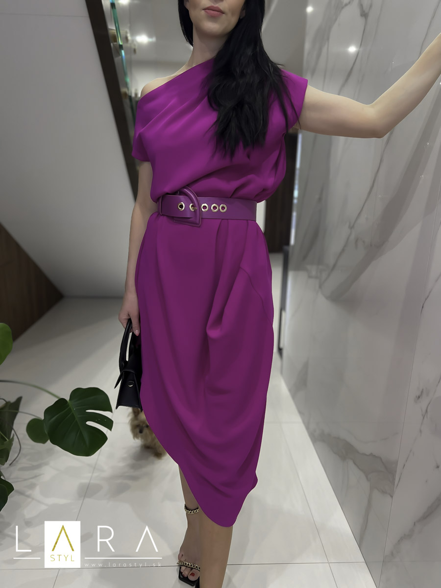 Luxusné asymetrické šaty WENDY, magenta