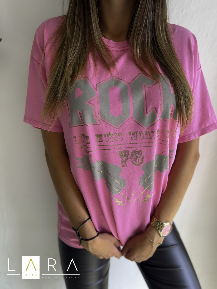 Bavlnené tričko ROCK, ružové