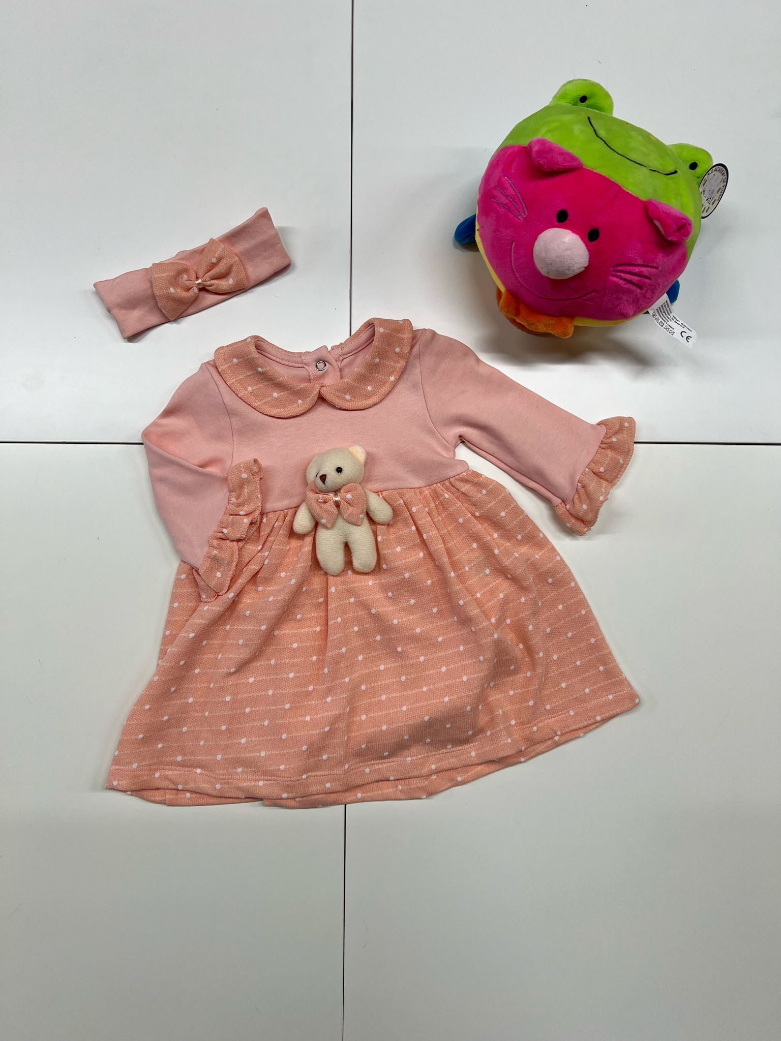Šaty MACKO s čelenkou, marhuľovo-rúžové (3-6m,6-9m,9-12m,12-18m)