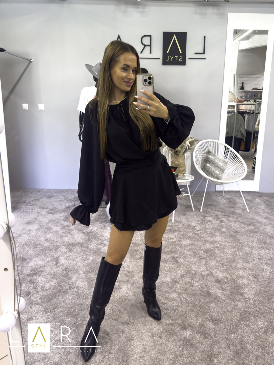 Šaty v štýle skort, čierne