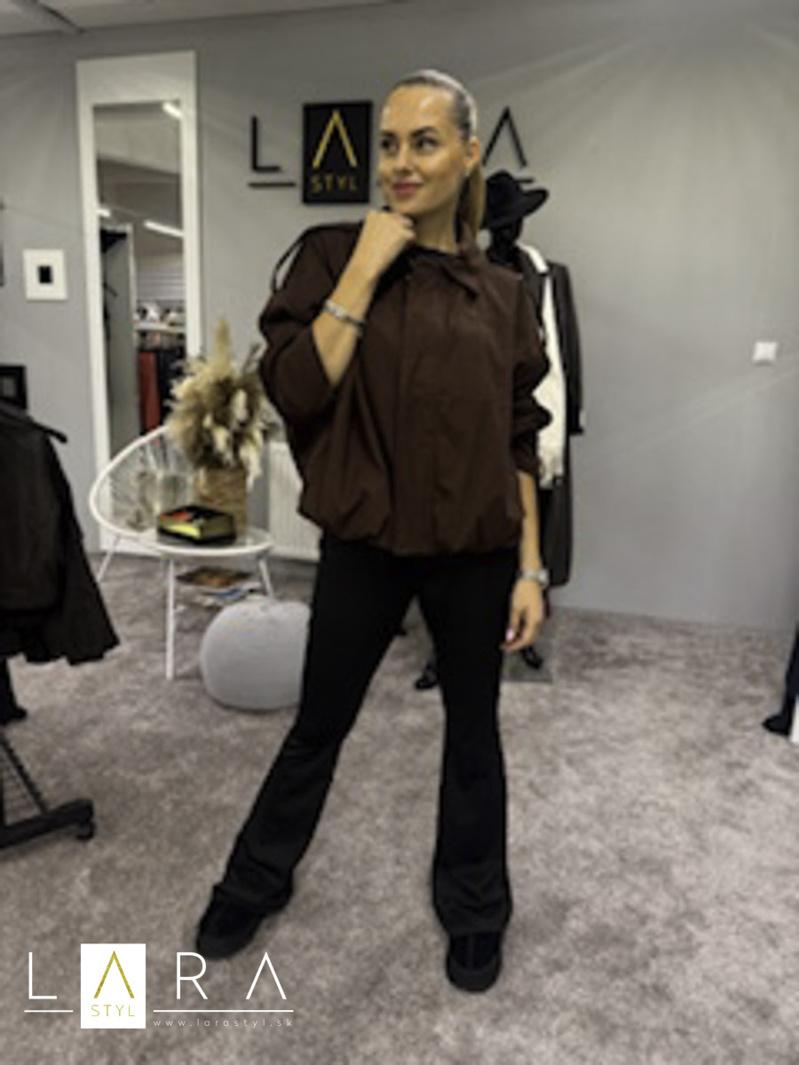 Štýlová prechodná bundička OVERSIZE strihu, čokoládová