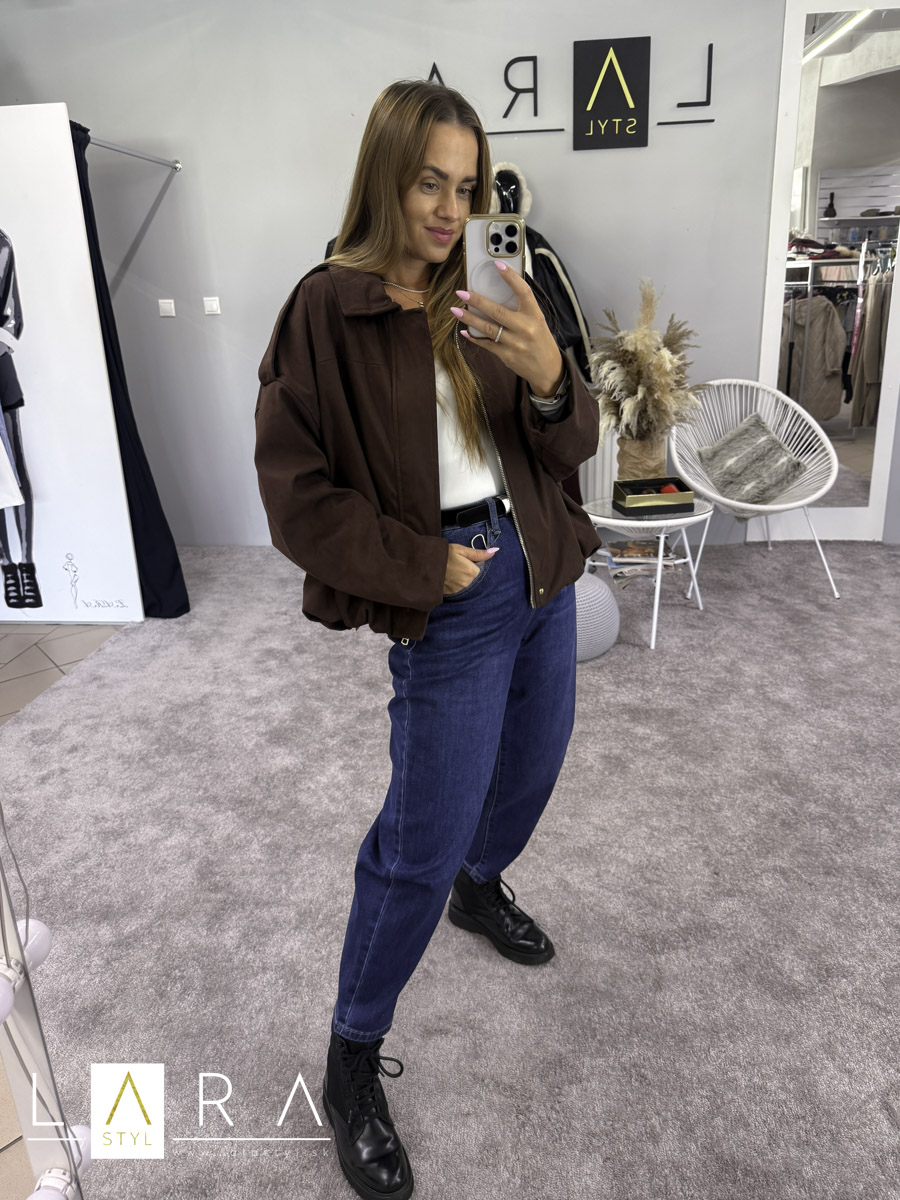 Štýlová prechodná bundička OVERSIZE strihu, čokoládová
