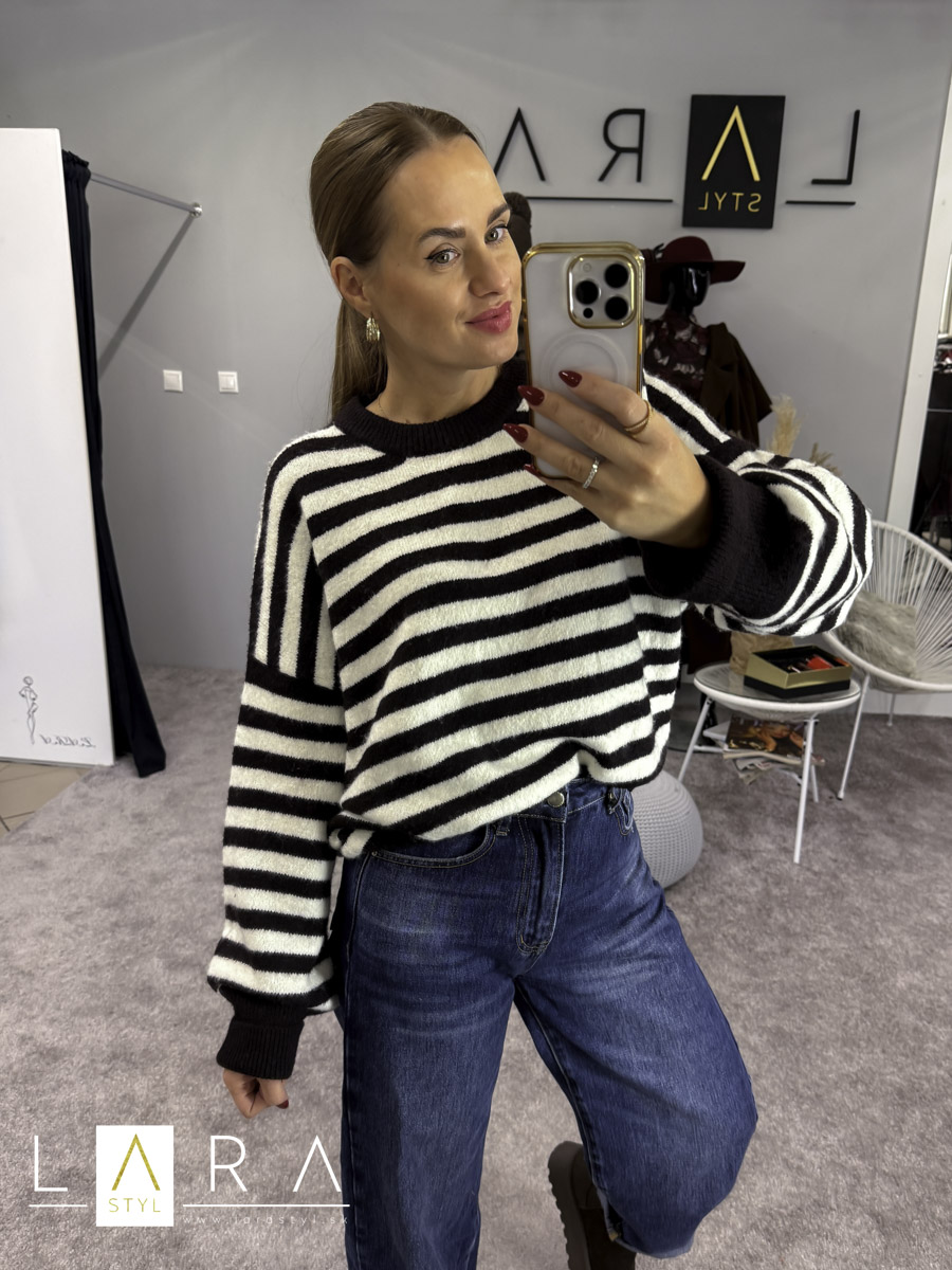 Úpletový pulóver pásikavý