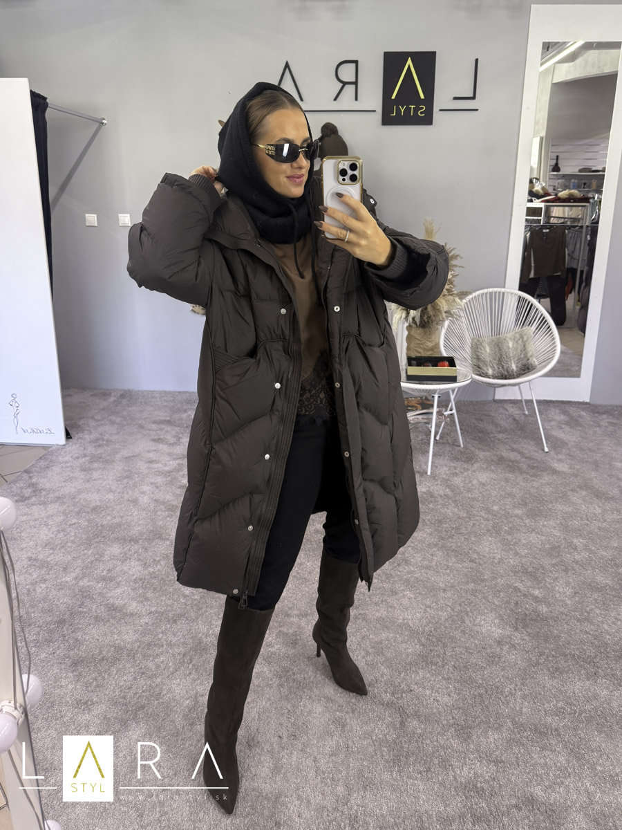 Zimná bunda LENA oversize , hnedá