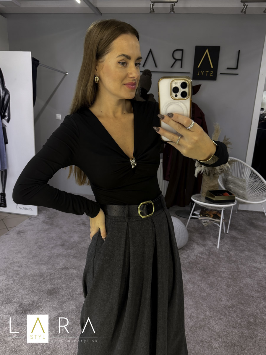 Elastické body so zlatou sponou, čierne 