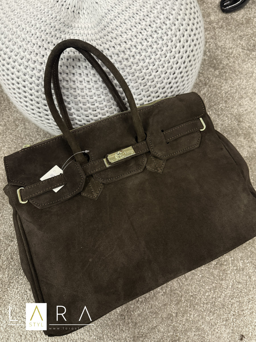 Kožená kabelka, tmavohnedá