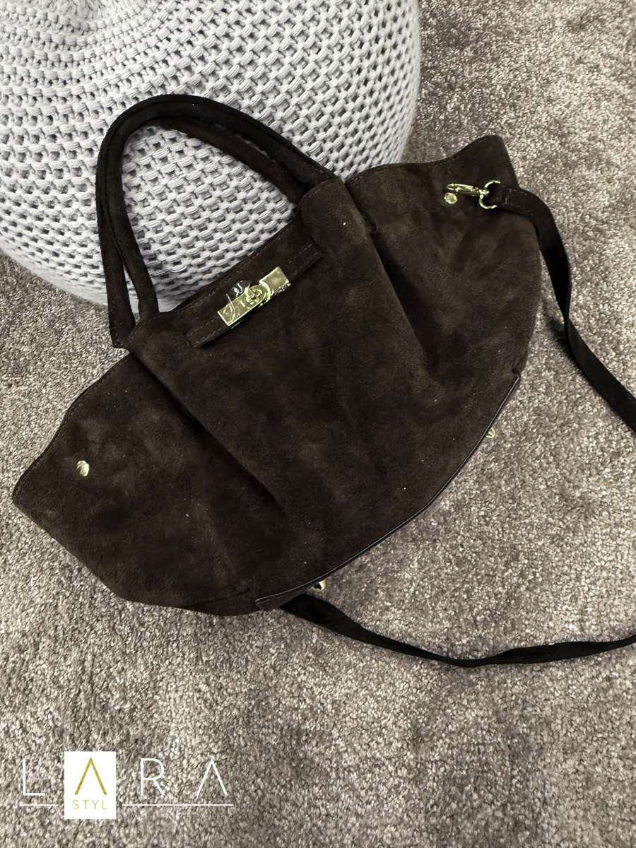 Kožená kabelka, tmavohnedá