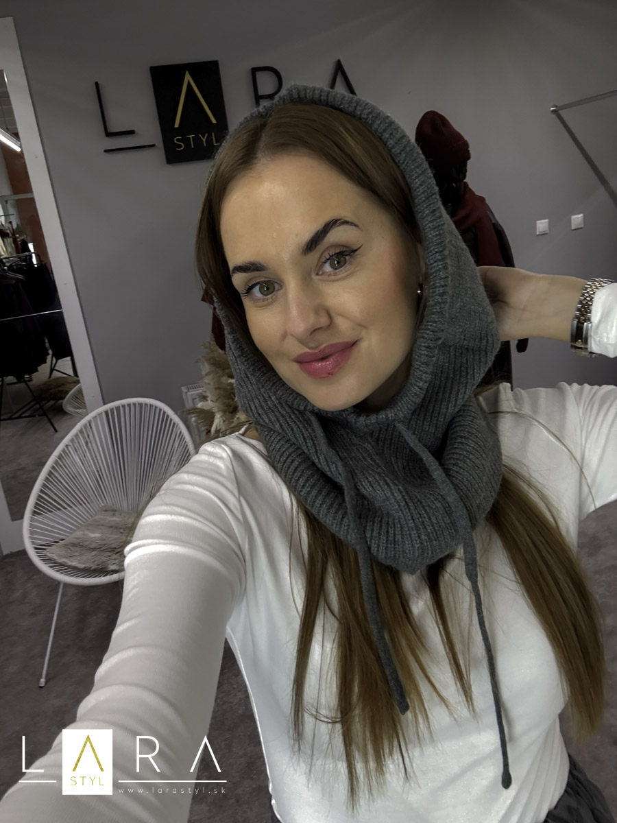 Dámska úpletová kukla, sivá