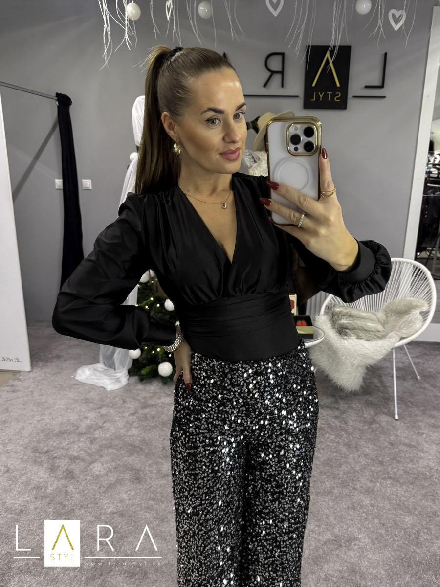 Saténové body, čierne 