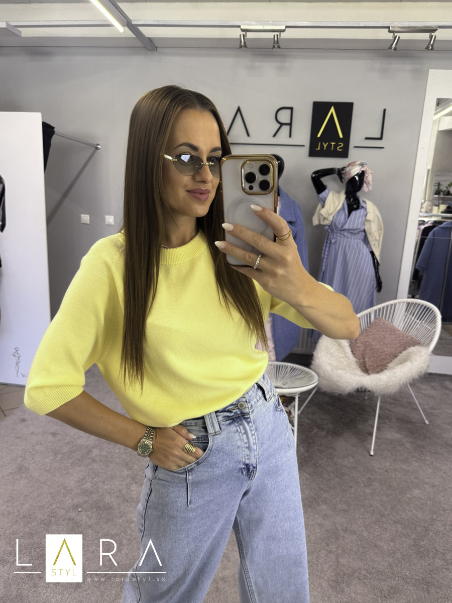 Sveter s krátkym rukávom, svetložltý