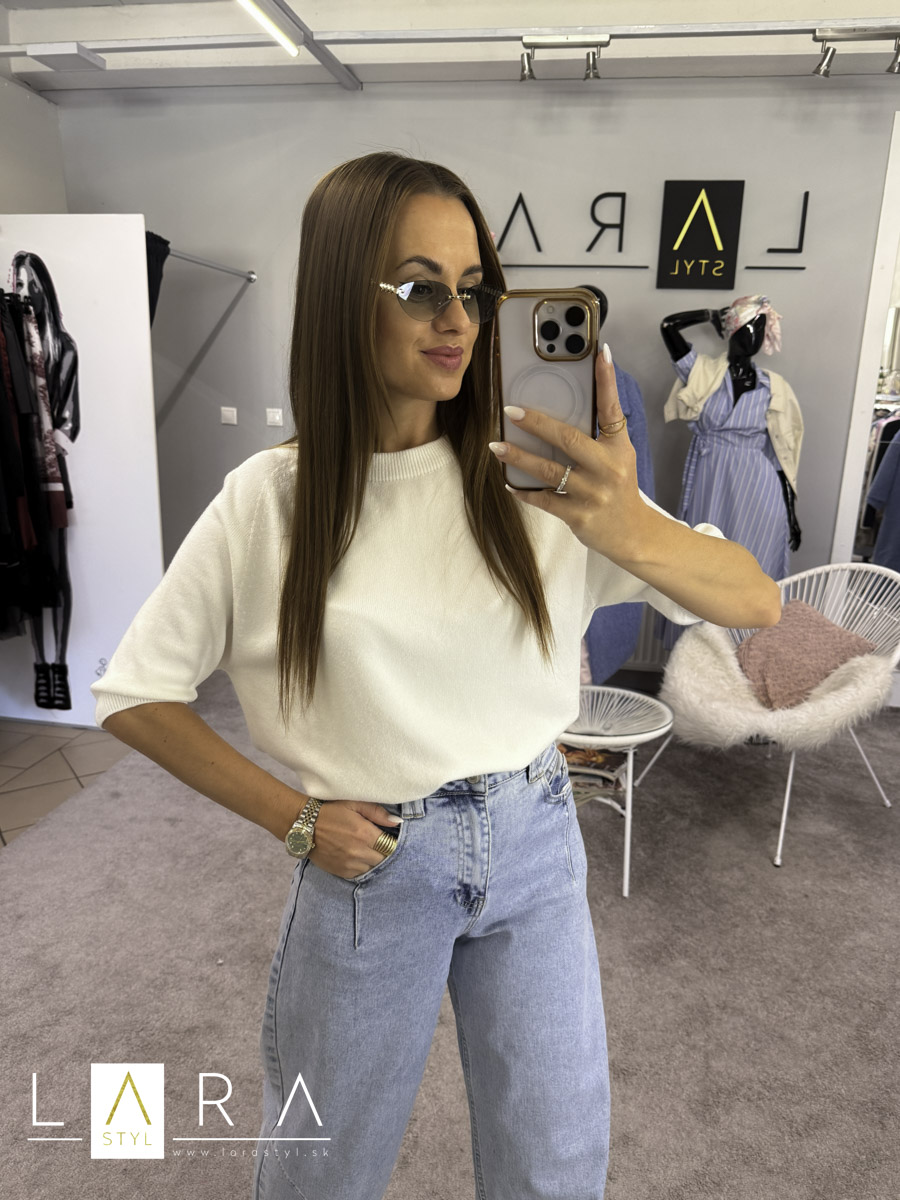 Sveter s krátkym rukávom, biely