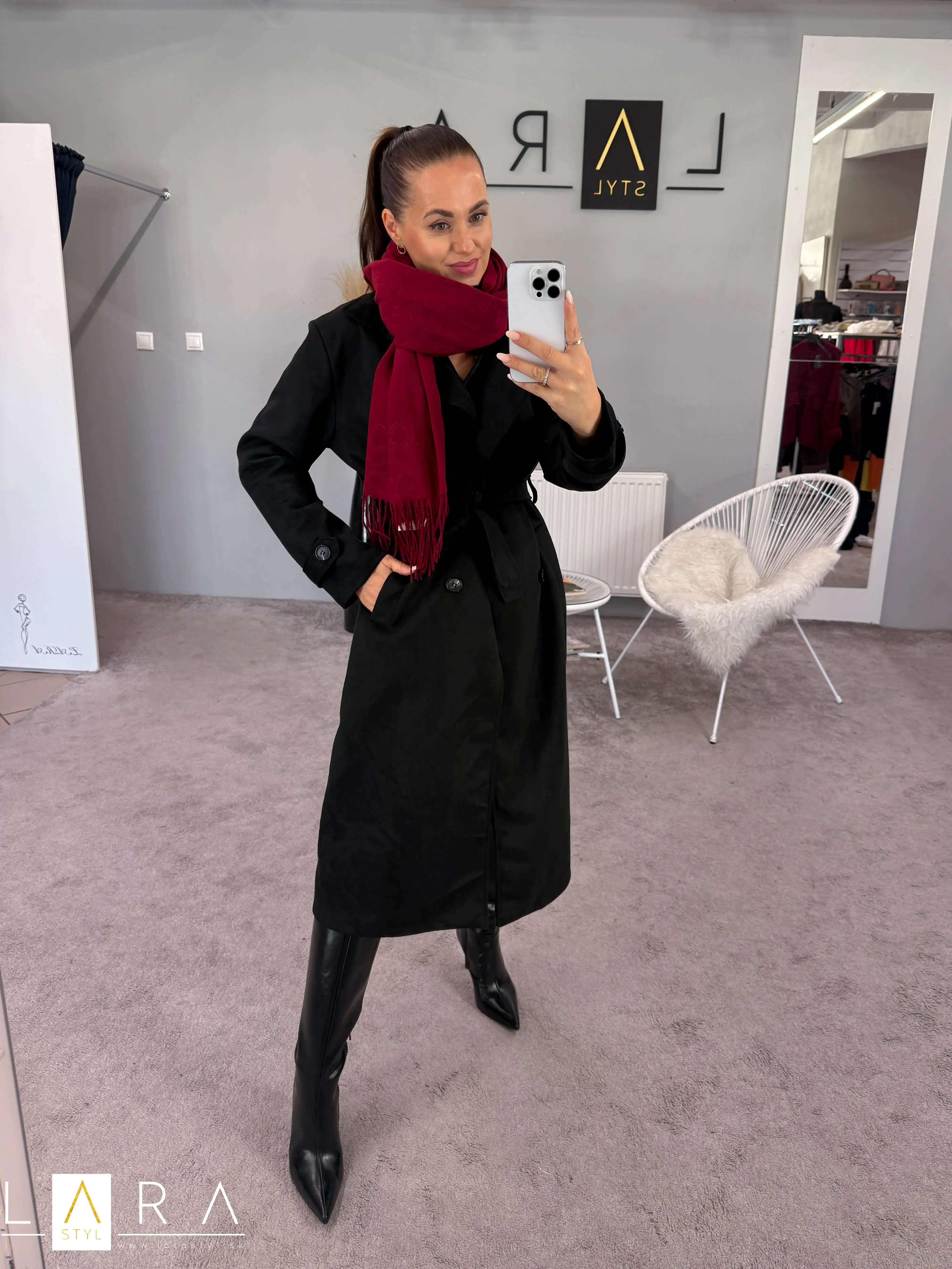 Štýlový TRENCH COAT, čierny