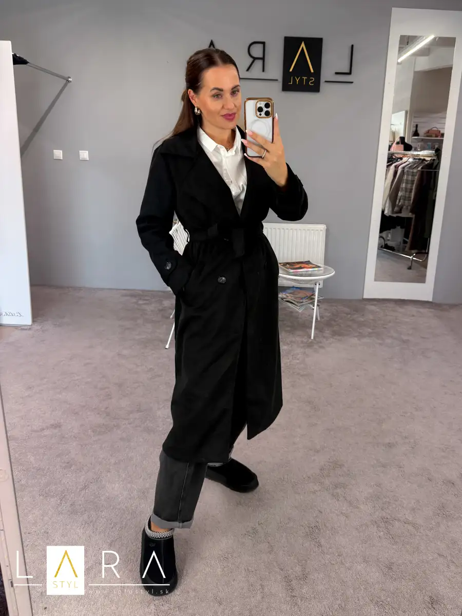 Štýlový TRENCH COAT, čierny
