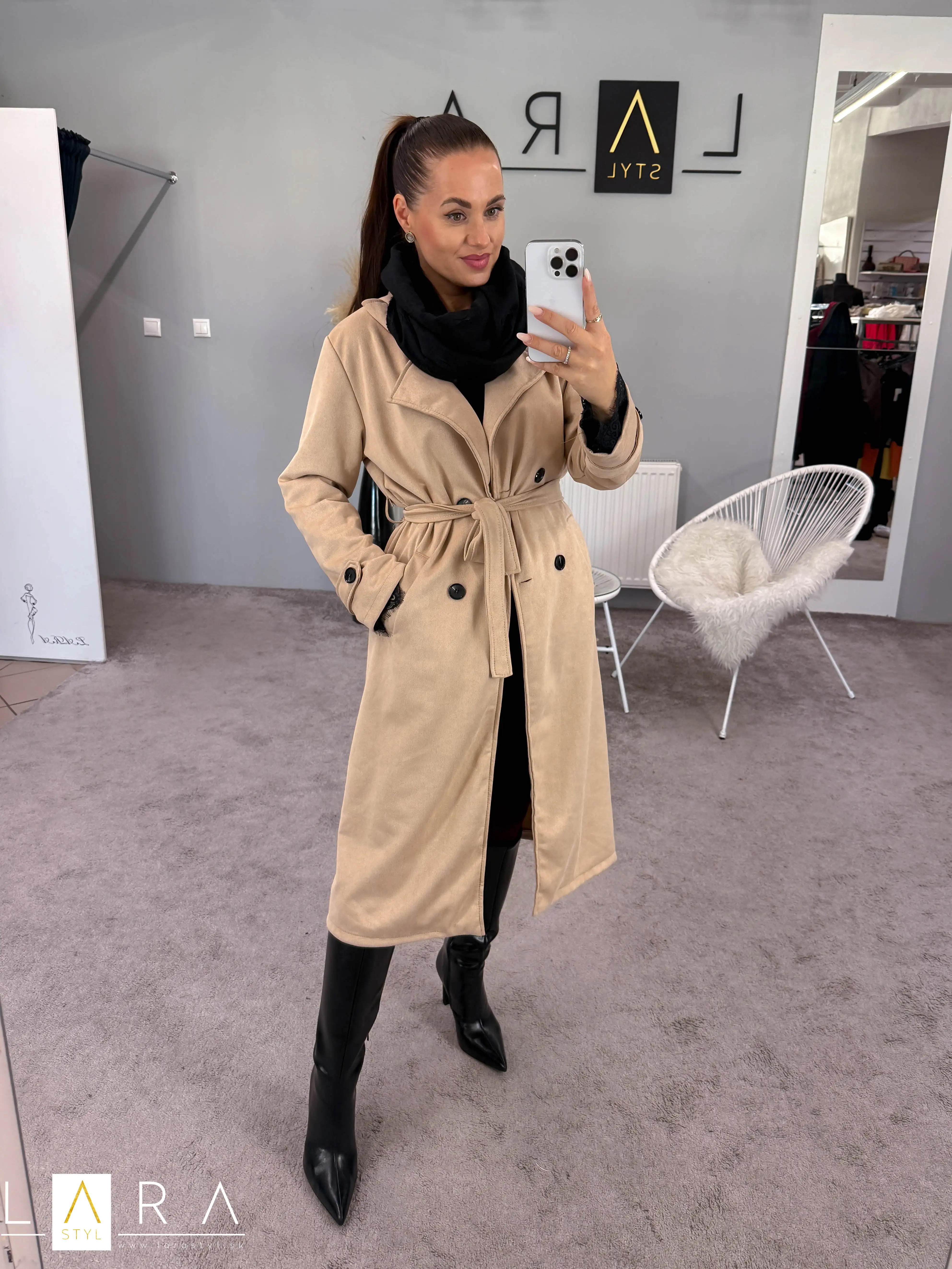 Štýlový TRENCH COAT, béžový