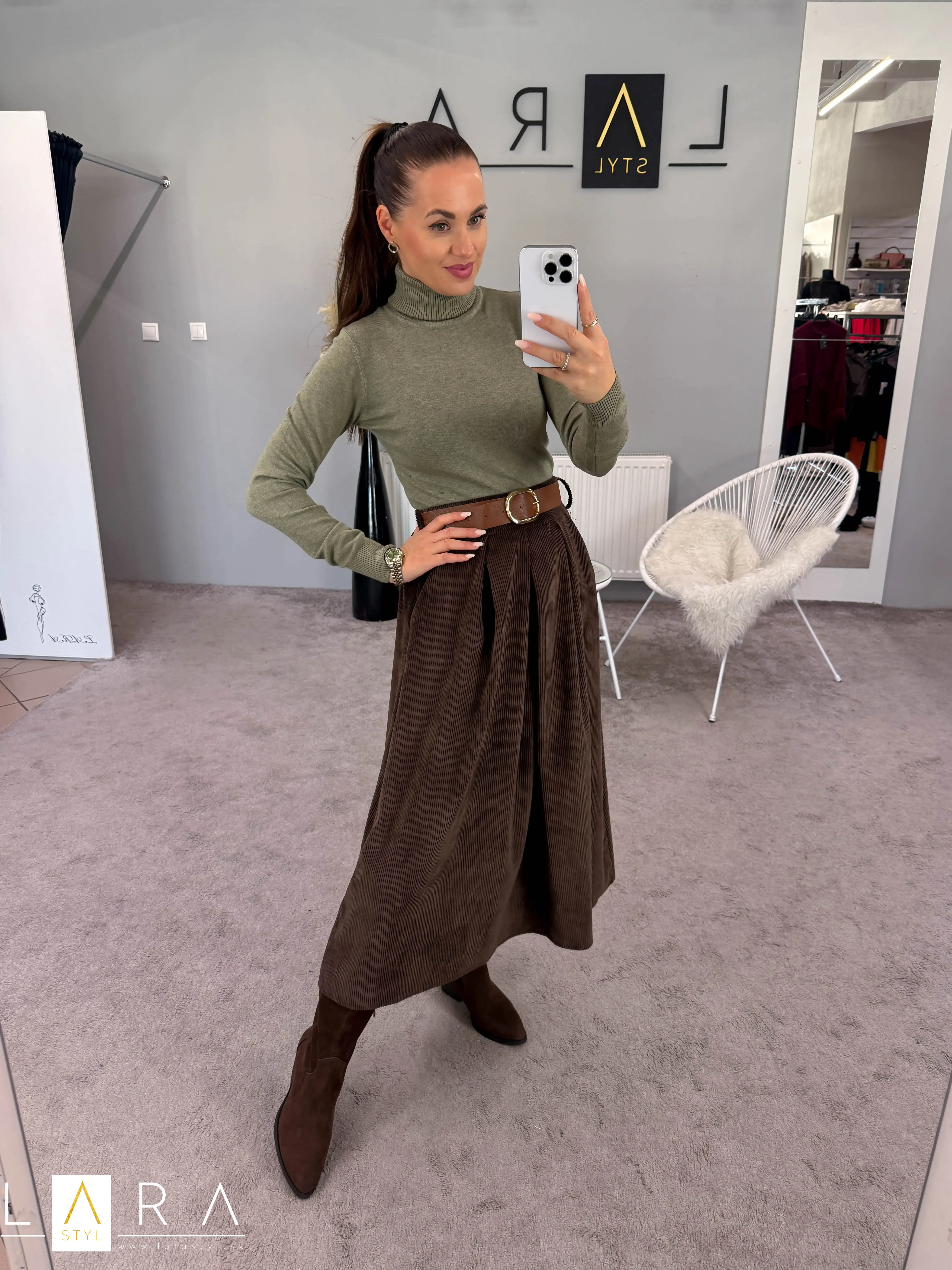 Elastický rolák , khaki